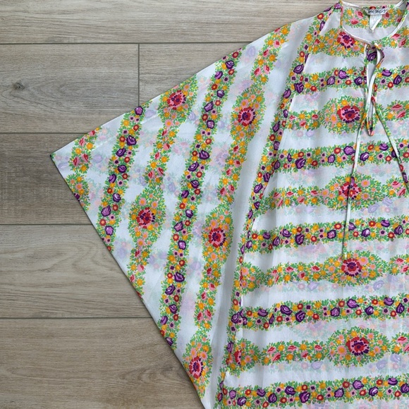 Vintage 70s Kaftan Lord & Taylor Maxi Dress Coverup Mumu Hippie‎ Flower Child - Picture 3 of 16